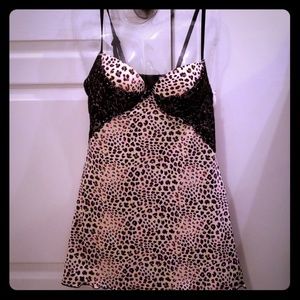 Leopard print chemise with matching thong